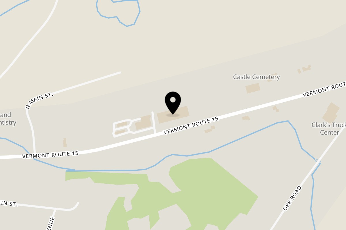 Map showing the location of Mountain High Pizza Pie on 253 VT-15 in Jericho